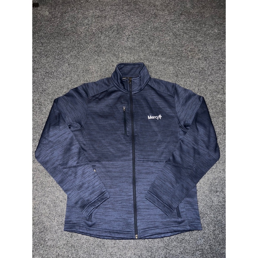 Port Authority Navy Blue Full Zip Jacket Small Mercy Logo Polyester Activewear